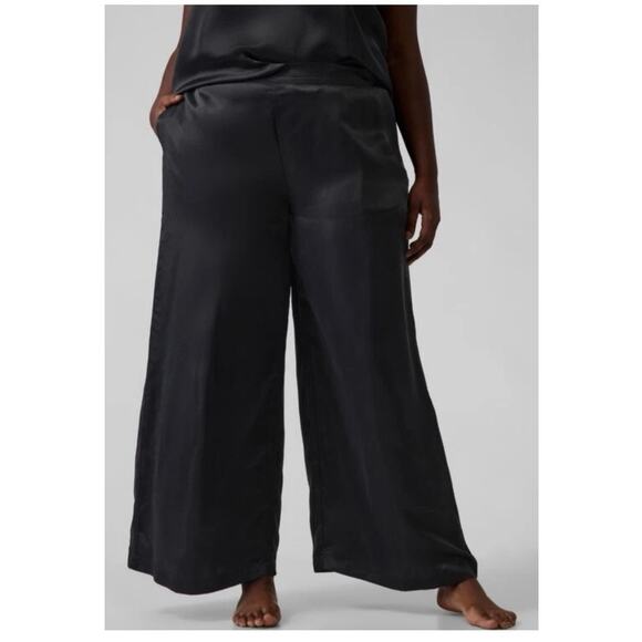 NWT Athleta Pantalon Calm Cool Pant Women’s Size Medium Black Palazzo Silky - Picture 2 of 13